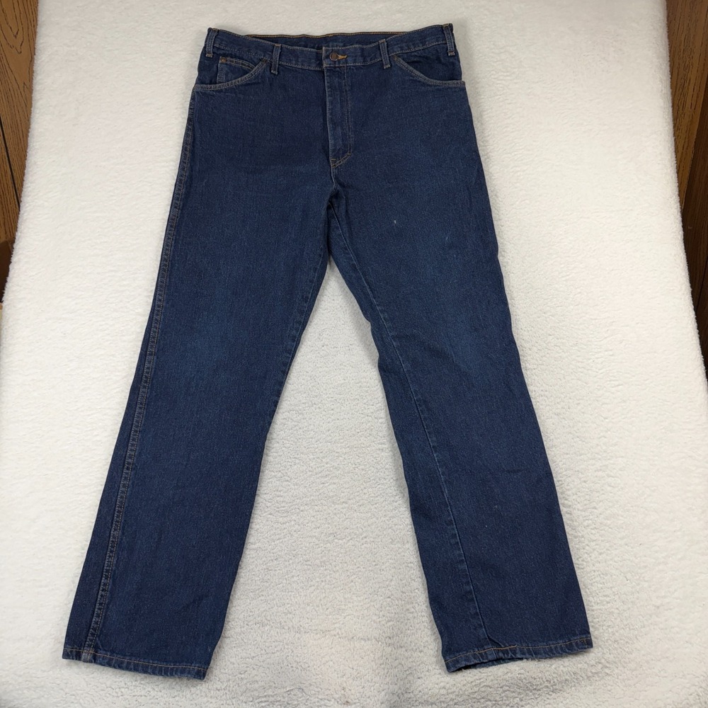 Dickies Jeans Mens 38x32 (38x33) Blue Regular Straight Cotton Denim Work Pants